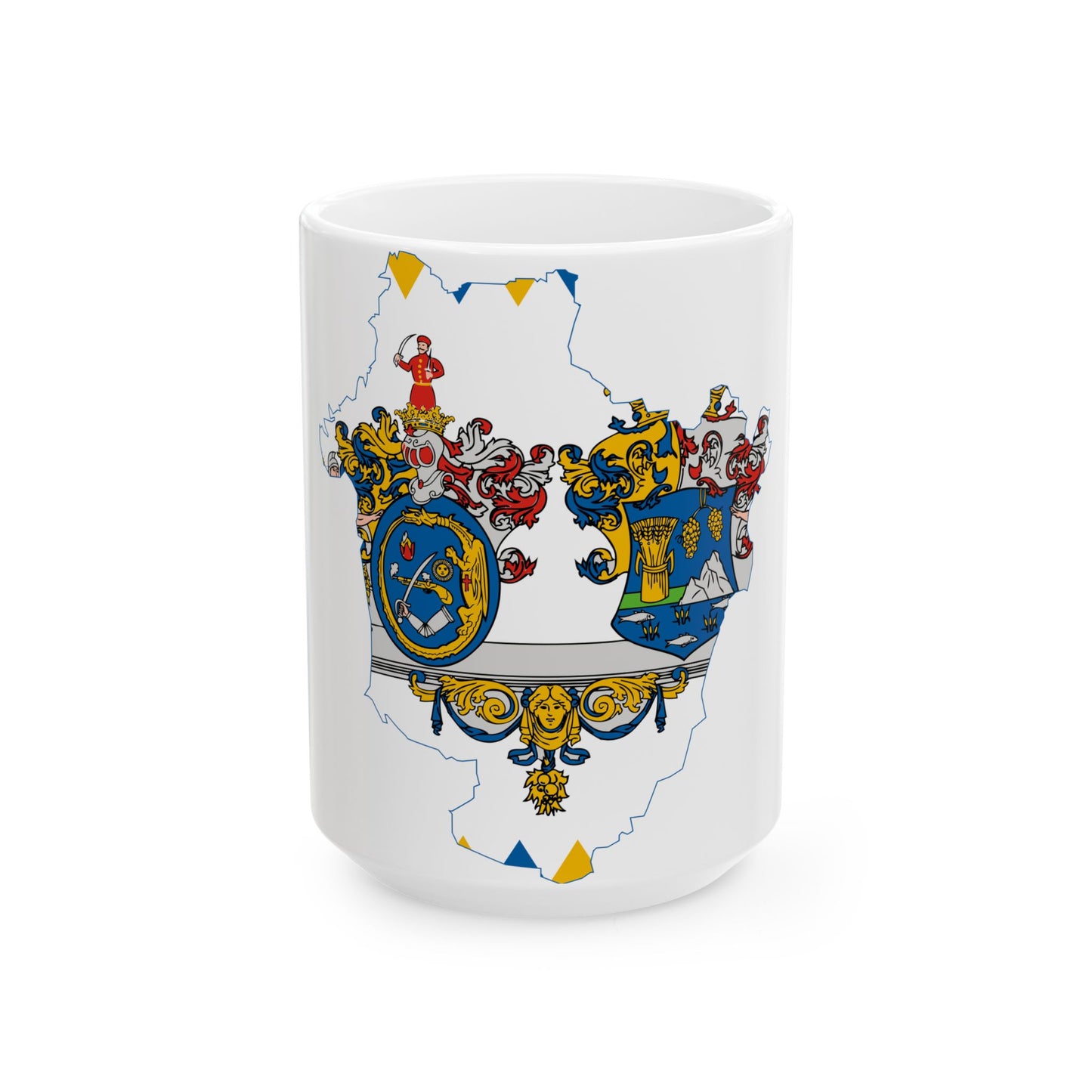 Flag-map of Hajdu-Bihar County (Hungary) White Coffee Mug