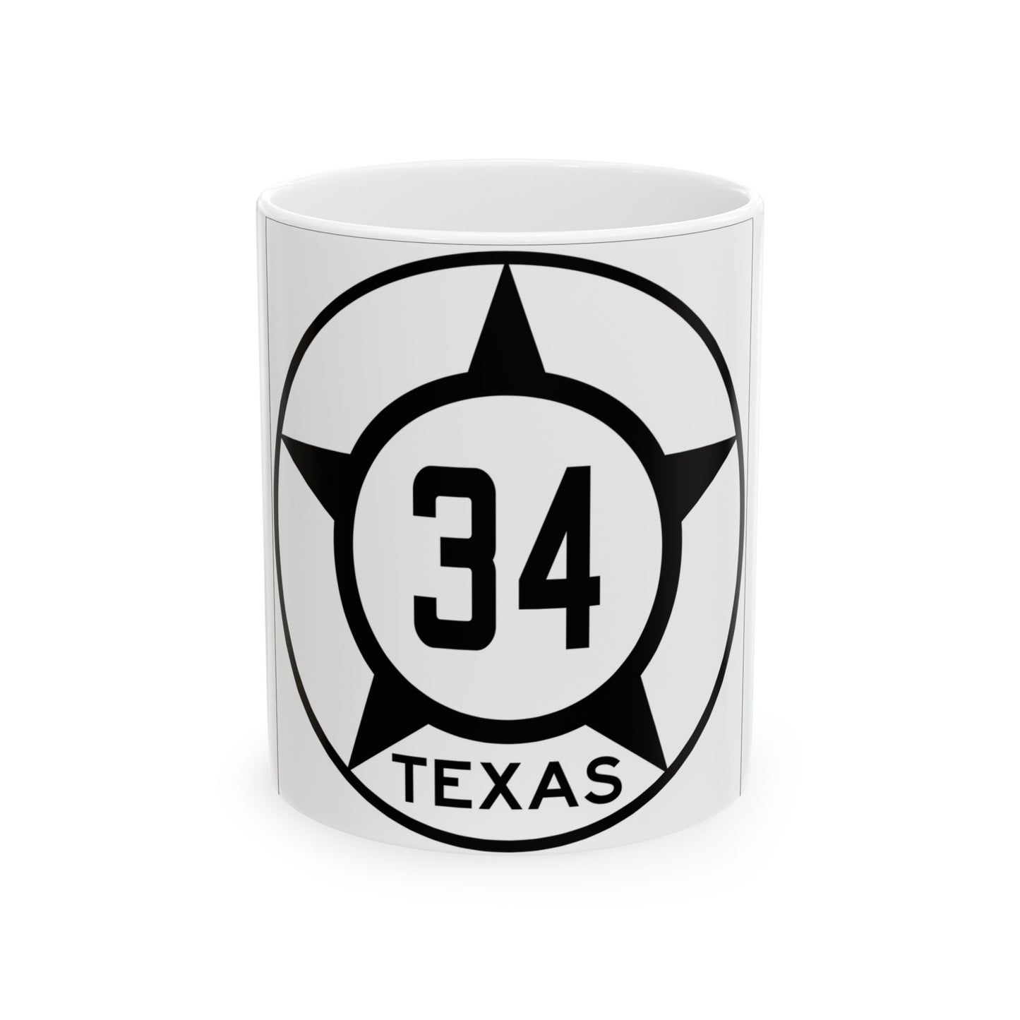 Old Texas 34 (Texas) (Road Sign) White Coffee Mug