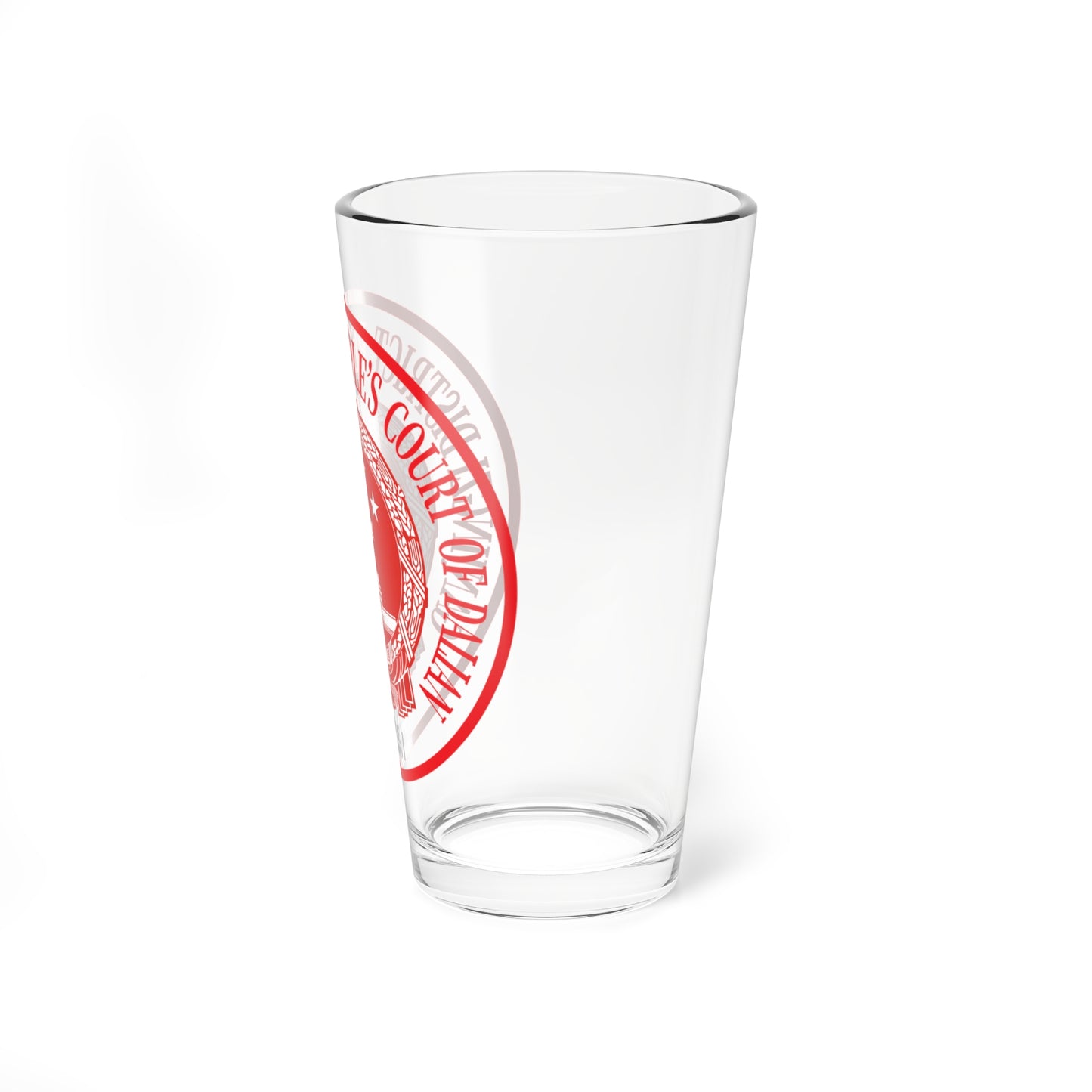 Translated Sample Seal of the Ganjingzi District Peoples Court of Dalian (China) (Coat of Arms) Pint Glass 16oz