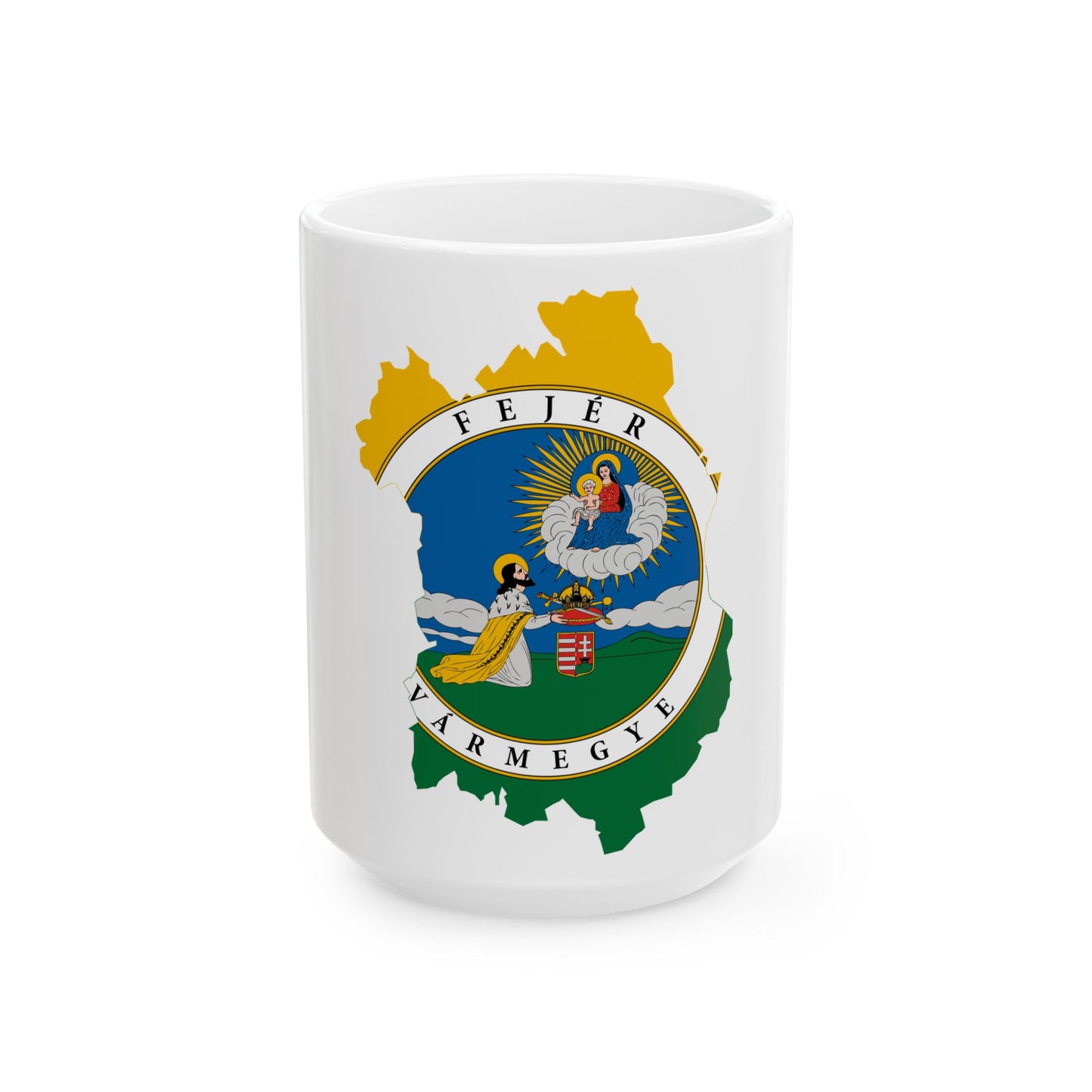 Flag-map of Fejer County (Hungary) White Coffee Mug