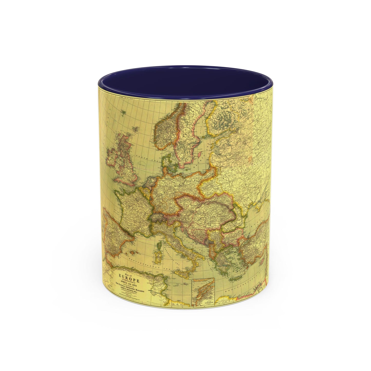 Europe and Africa and Asia (1915) (Map) Accent Coffee Mug