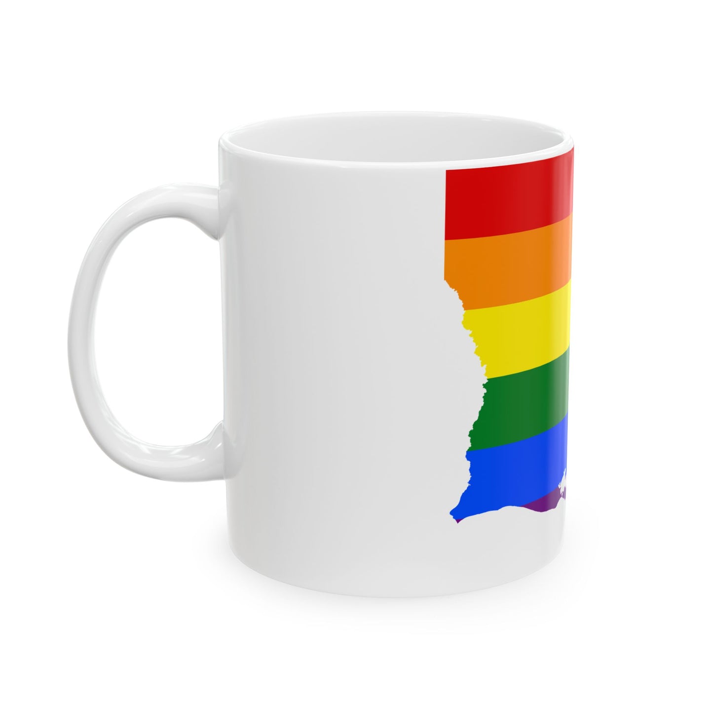 LGBT flag map of Louisiana (United States) White Coffee Mug