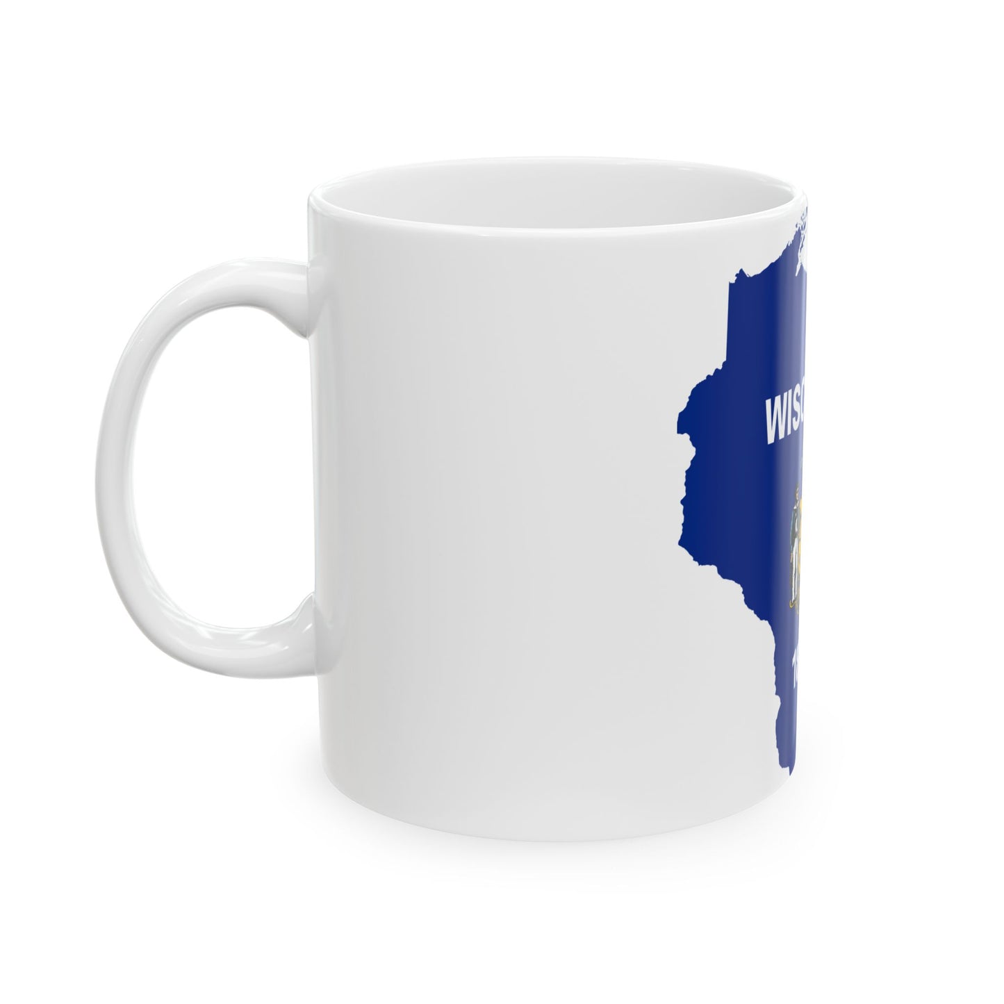 Flag map of Wisconsin (United States) White Coffee Mug