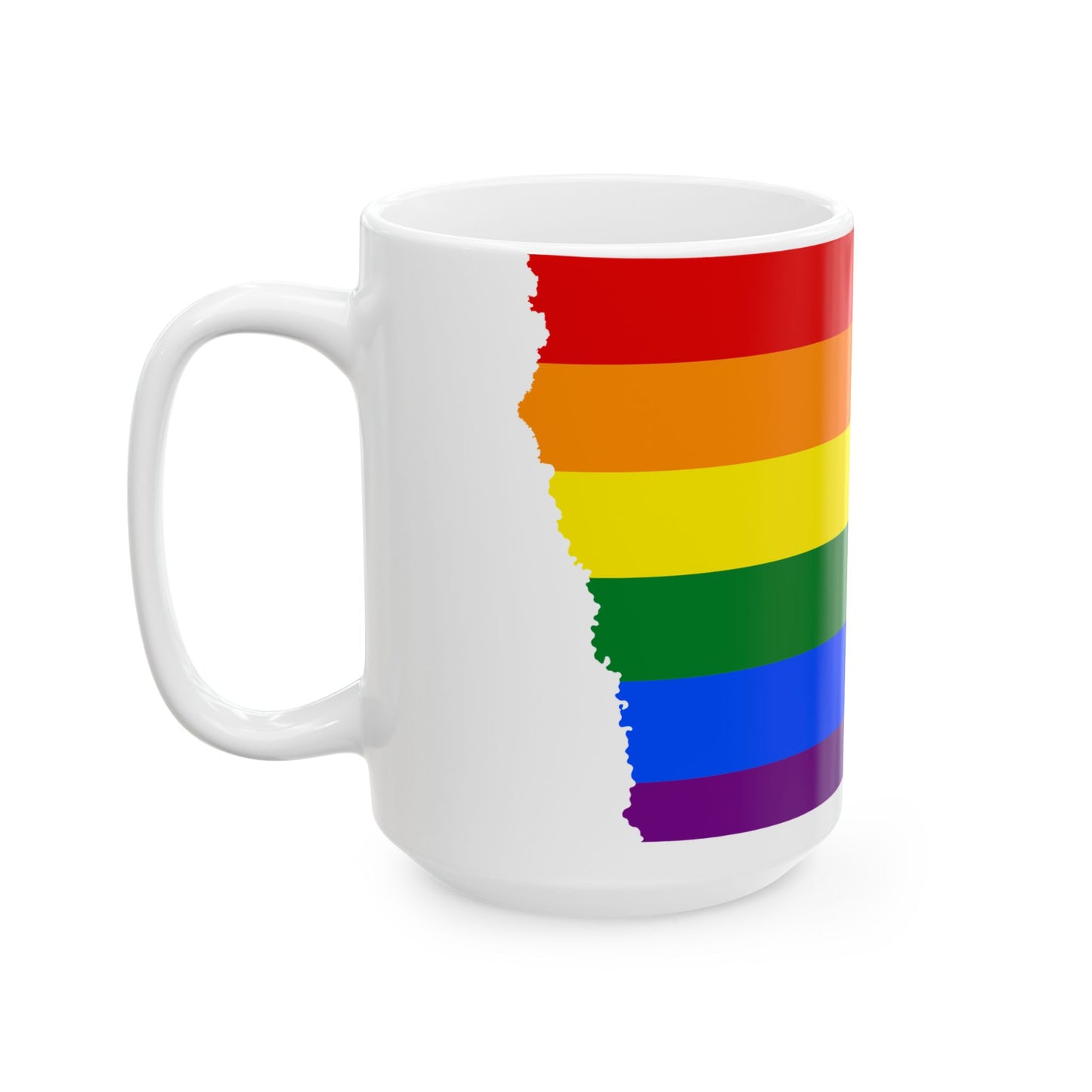 LGBT flag map of Iowa (United States) White Coffee Mug