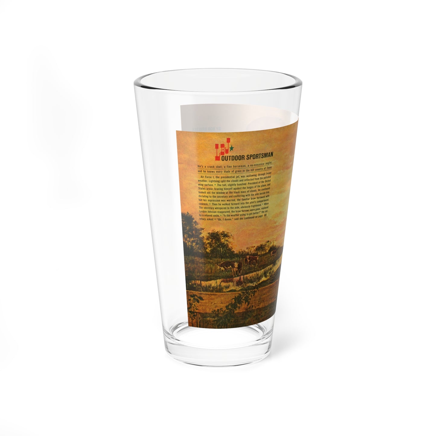 LBJ-American Sportsman, Argosy magazine, October 1964 - Pint Glass 16oz