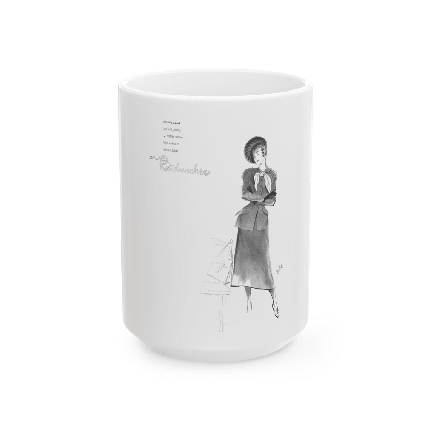 Handmachers fashion illustration (1), 1948 - White Coffee Mug