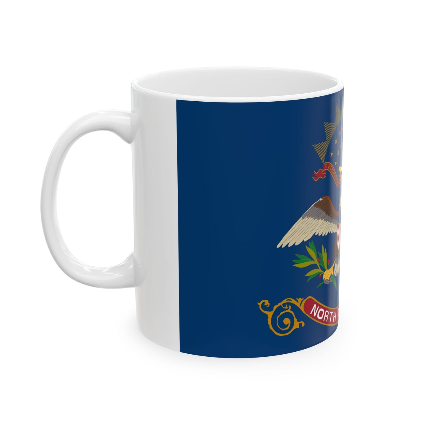 Flag-map of North Dakota (United States) White Coffee Mug