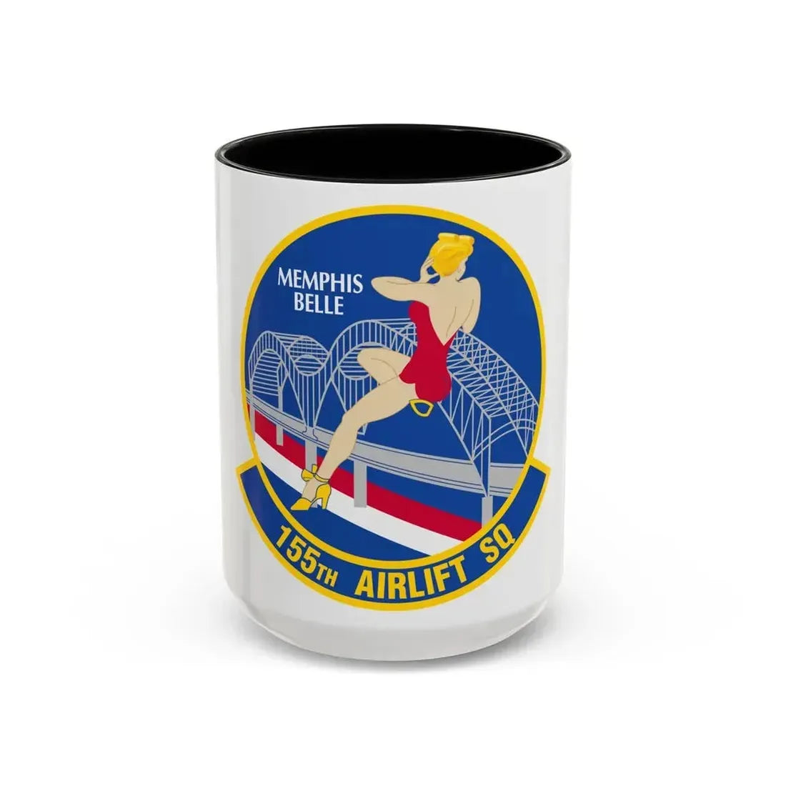 155 Airlift Squadron (U.S. Air Force) Accent Coffee Mug 15oz Black - Go Mug Yourself