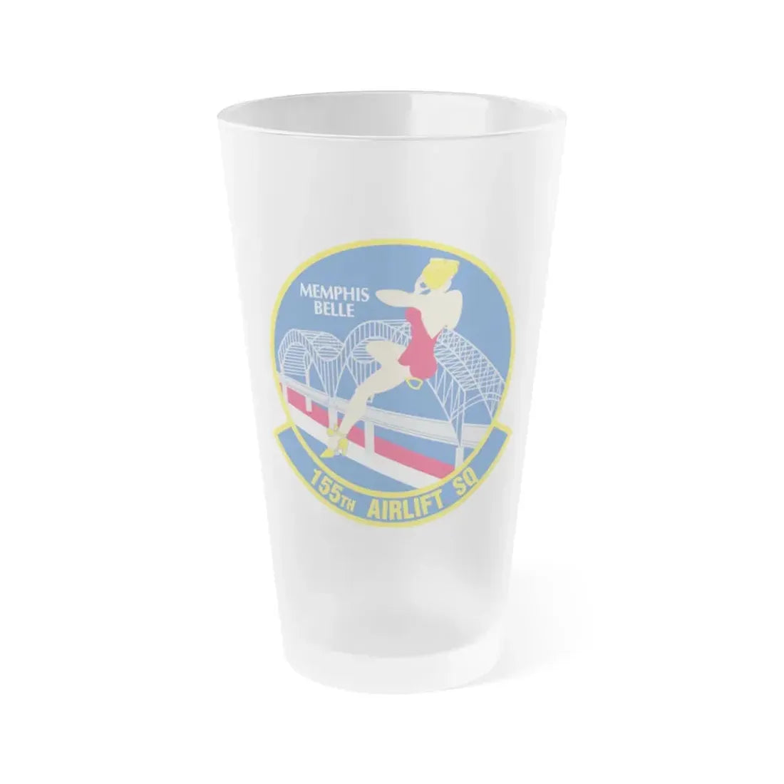 155 Airlift Squadron (U.S. Air Force) Frosted Pint Glass 16oz 16oz Frosted - Go Mug Yourself
