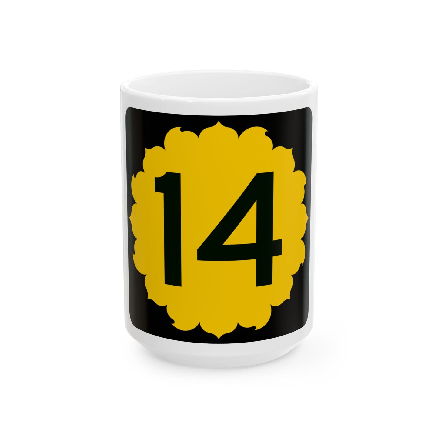 K-14 (Kansas) (Road Sign) White Coffee Mug