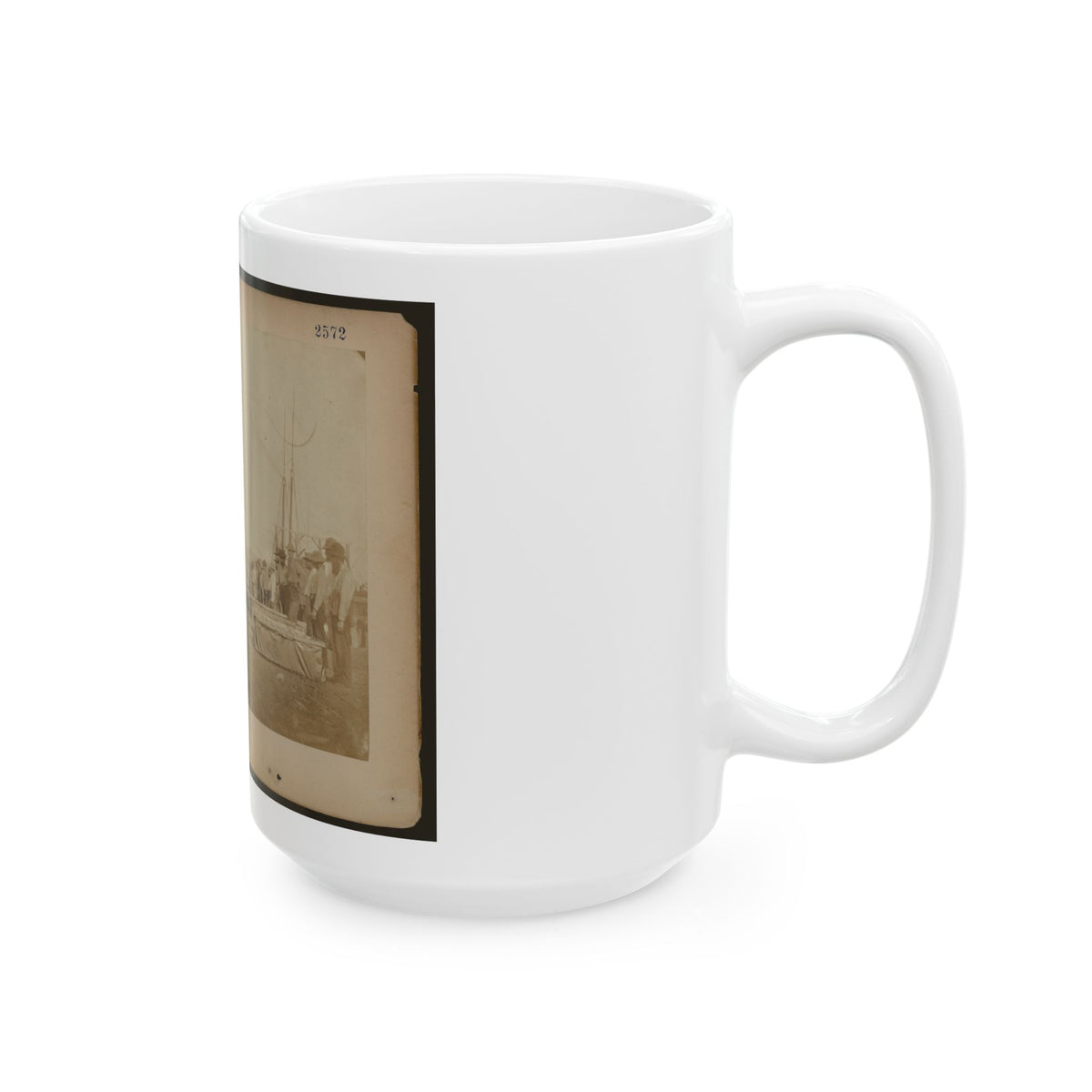 Military Construction In Northern Virginia Men Standing On The Potomac River Bank With Assembled Blanket Boats (U.S. Civil War) White Coffee Mug
