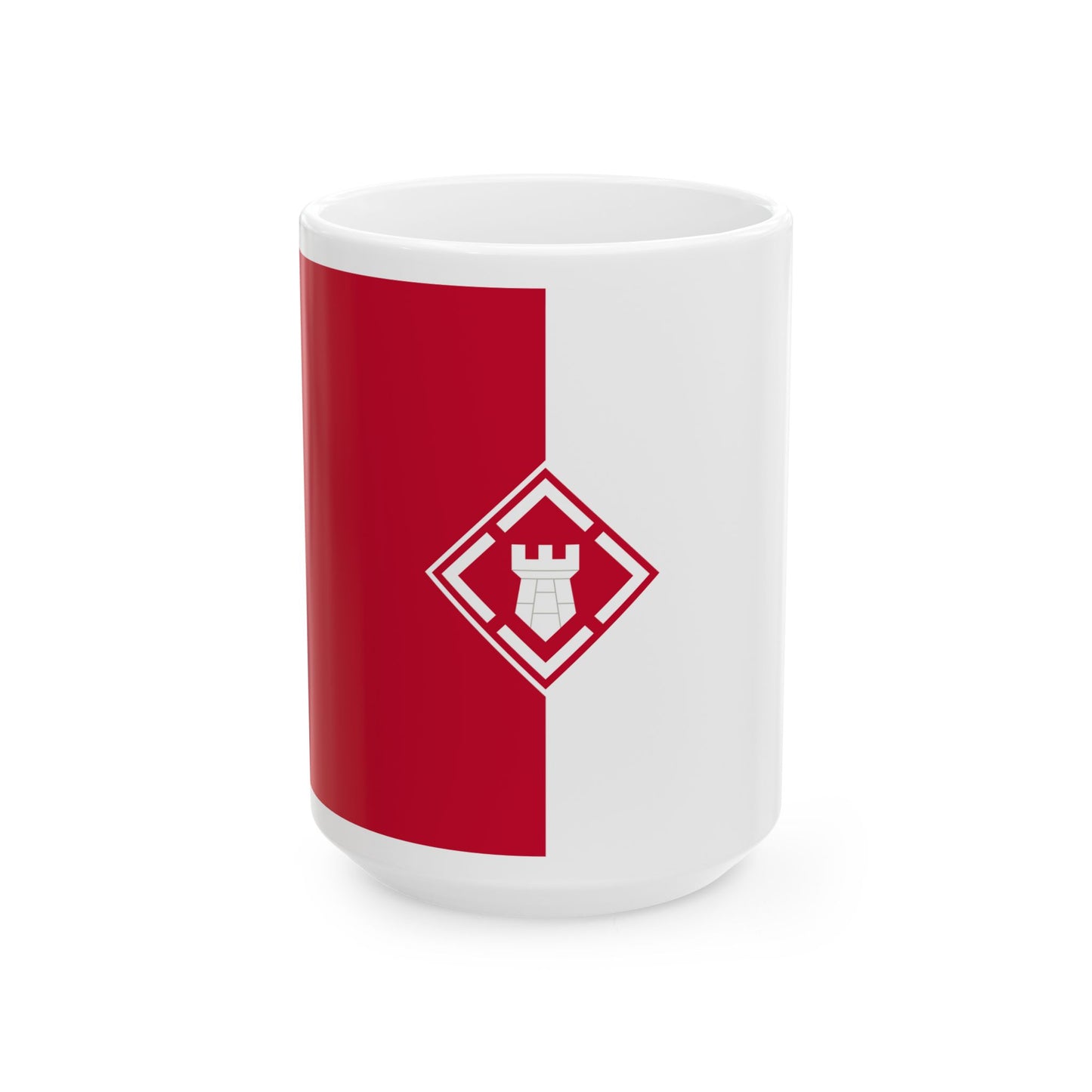 Flag of the U.S. Army 20th Engineer Brigade (United States) White Coffee Mug
