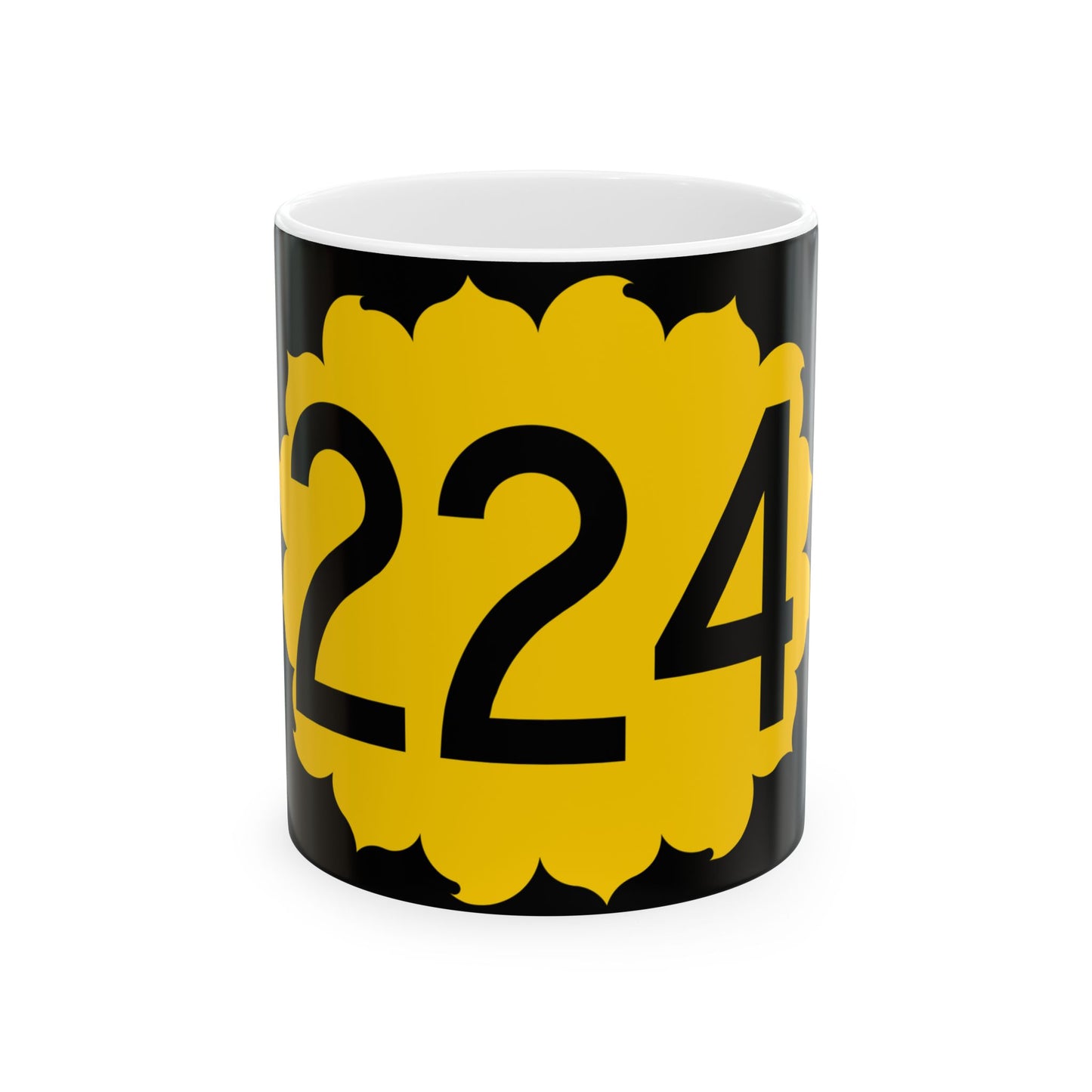 K-224 (Kansas) (Road Sign) White Coffee Mug