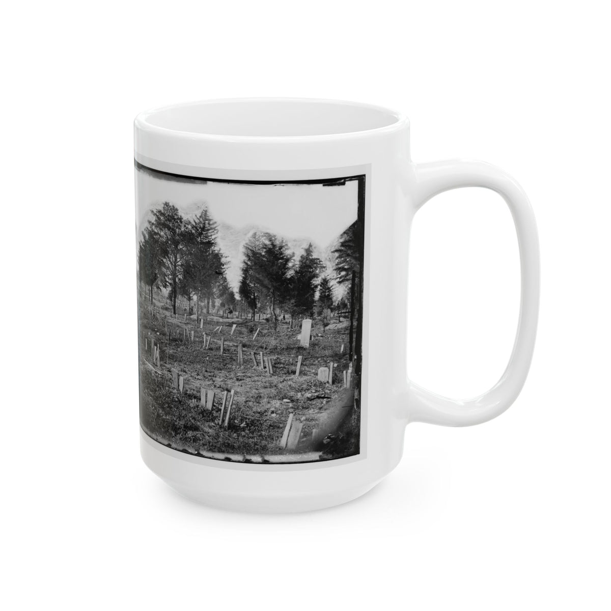 Richmond, Va. Graves Of Confederate Soldiers In Oakwood Cemetery, With Board Markers (U.S. Civil War) White Coffee Mug