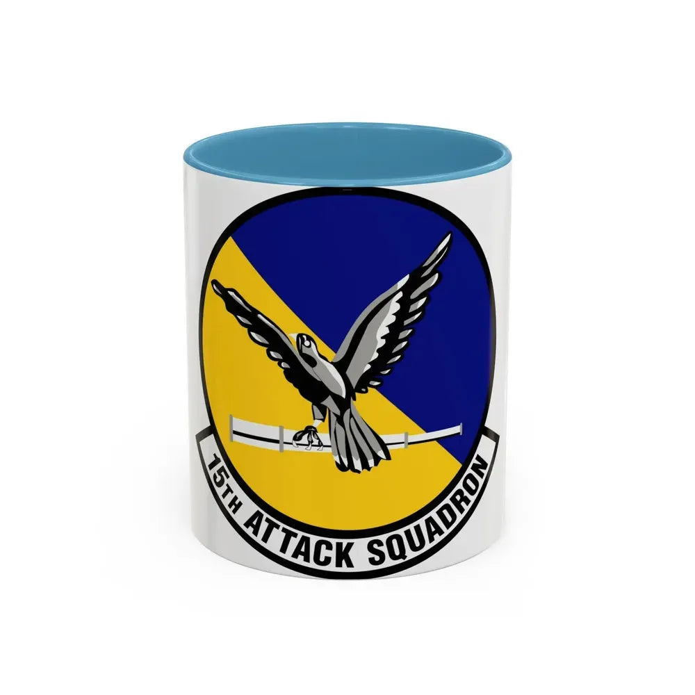 15th Attack Squadron Emblem (U.S. Air Force) Accent Coffee Mug 11oz Light Blue - Go Mug Yourself
