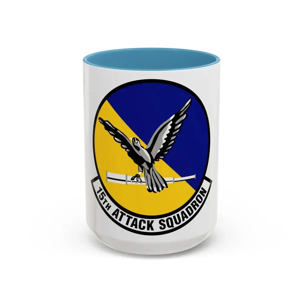 15th Attack Squadron Emblem (U.S. Air Force) Accent Coffee Mug 15oz Light Blue - Go Mug Yourself
