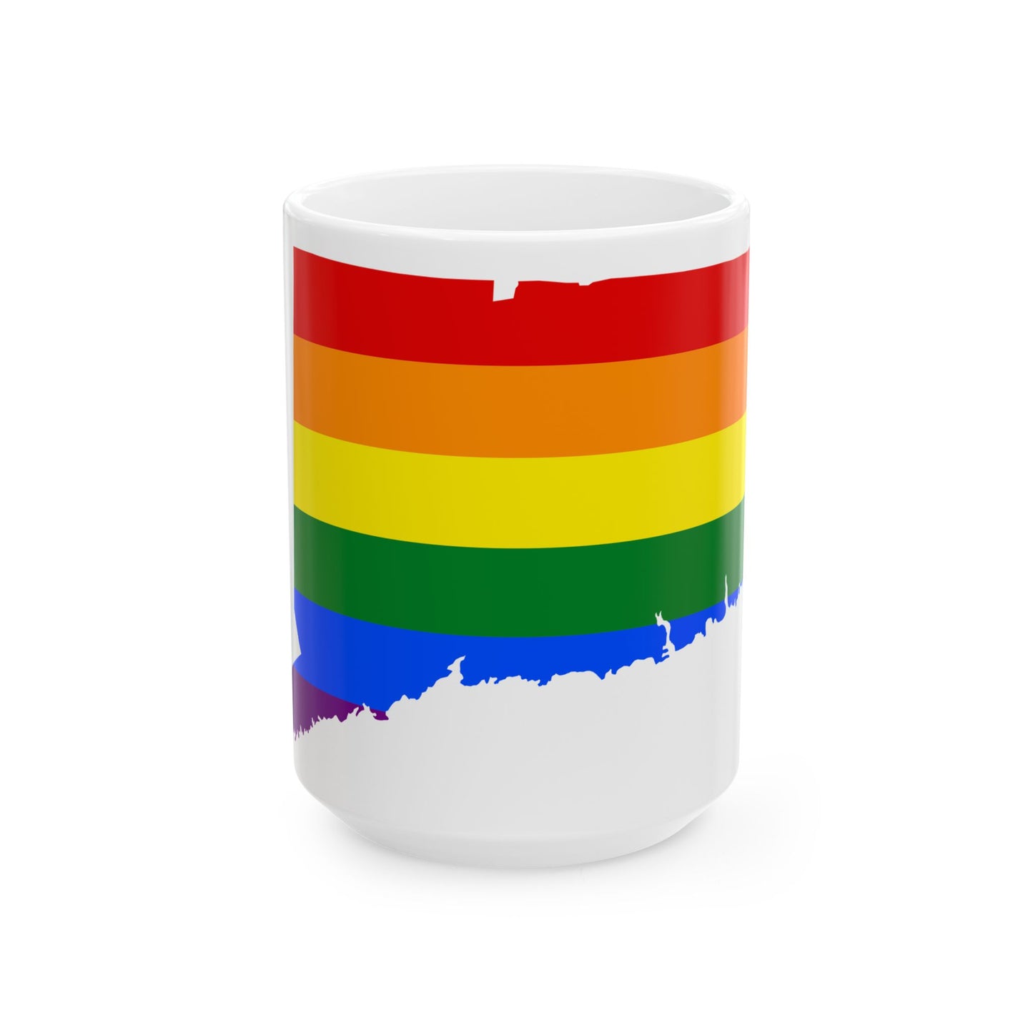 LGBT flag map of Connecticut (United States) White Coffee Mug