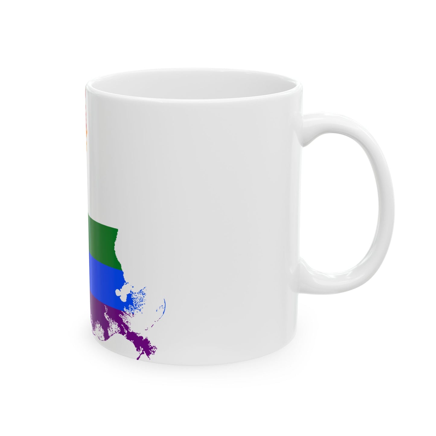LGBT flag map of Louisiana (United States) White Coffee Mug