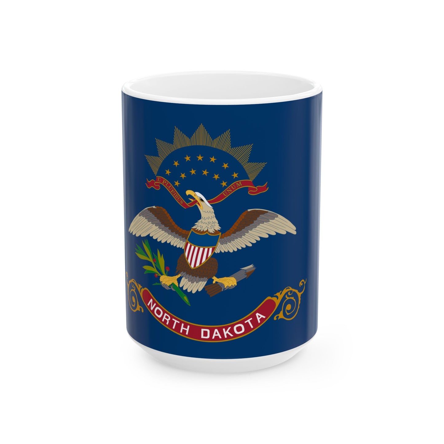 Flag-map of North Dakota (United States) White Coffee Mug