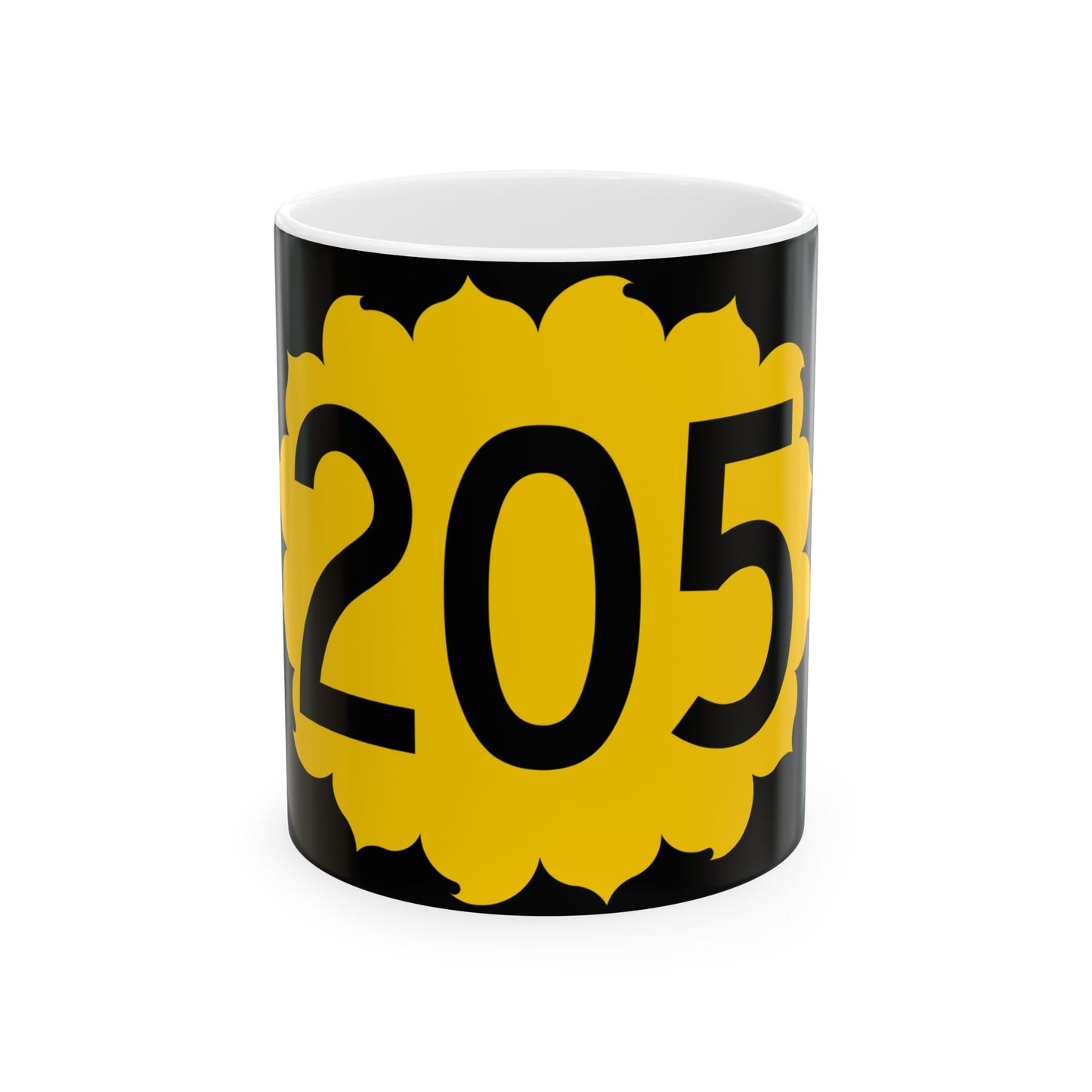 K-205 (Kansas) (Road Sign) White Coffee Mug