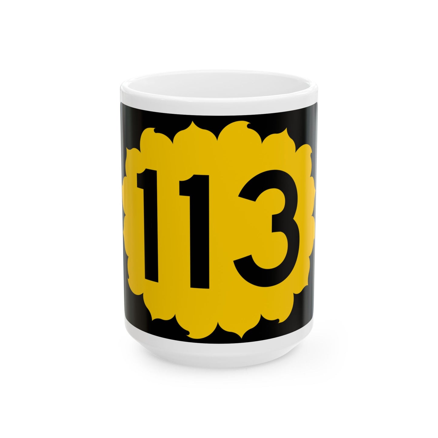 K-113 (Kansas) (Road Sign) White Coffee Mug