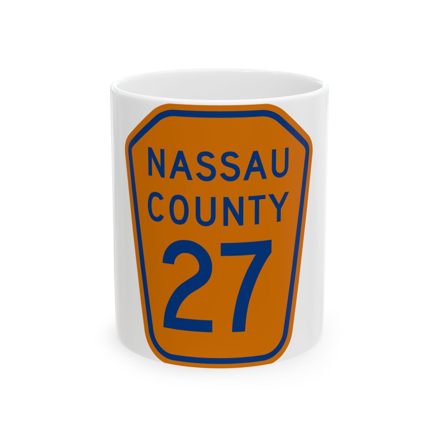 Nassau County 27 NY (New York) (Road Sign) White Coffee Mug