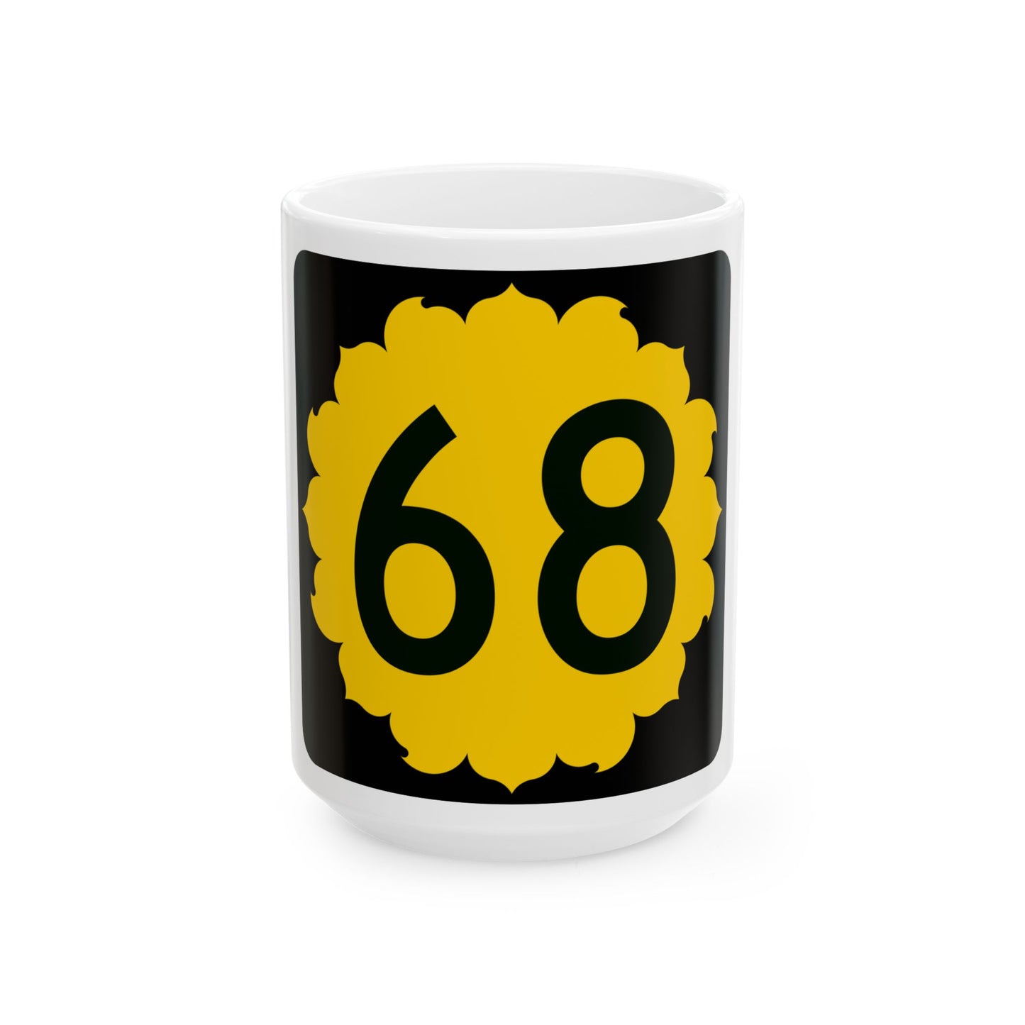 K-68 (Kansas) (Road Sign) White Coffee Mug