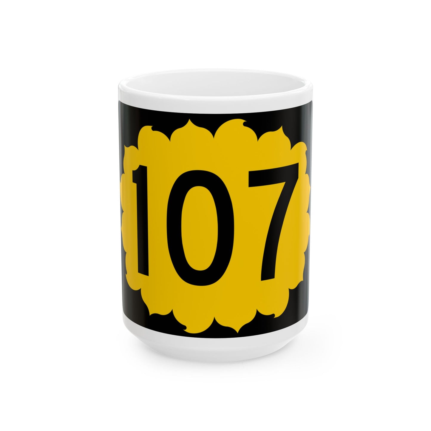 K-107 (Kansas) (Road Sign) White Coffee Mug