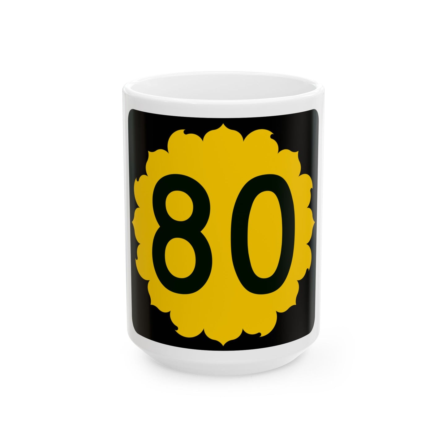 K-80 (Kansas) (Road Sign) White Coffee Mug