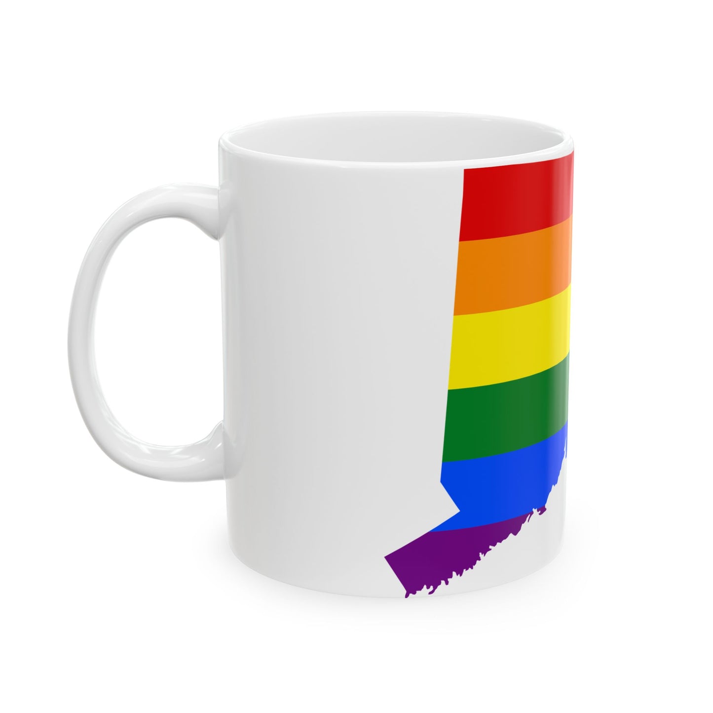 LGBT flag map of Connecticut (United States) White Coffee Mug