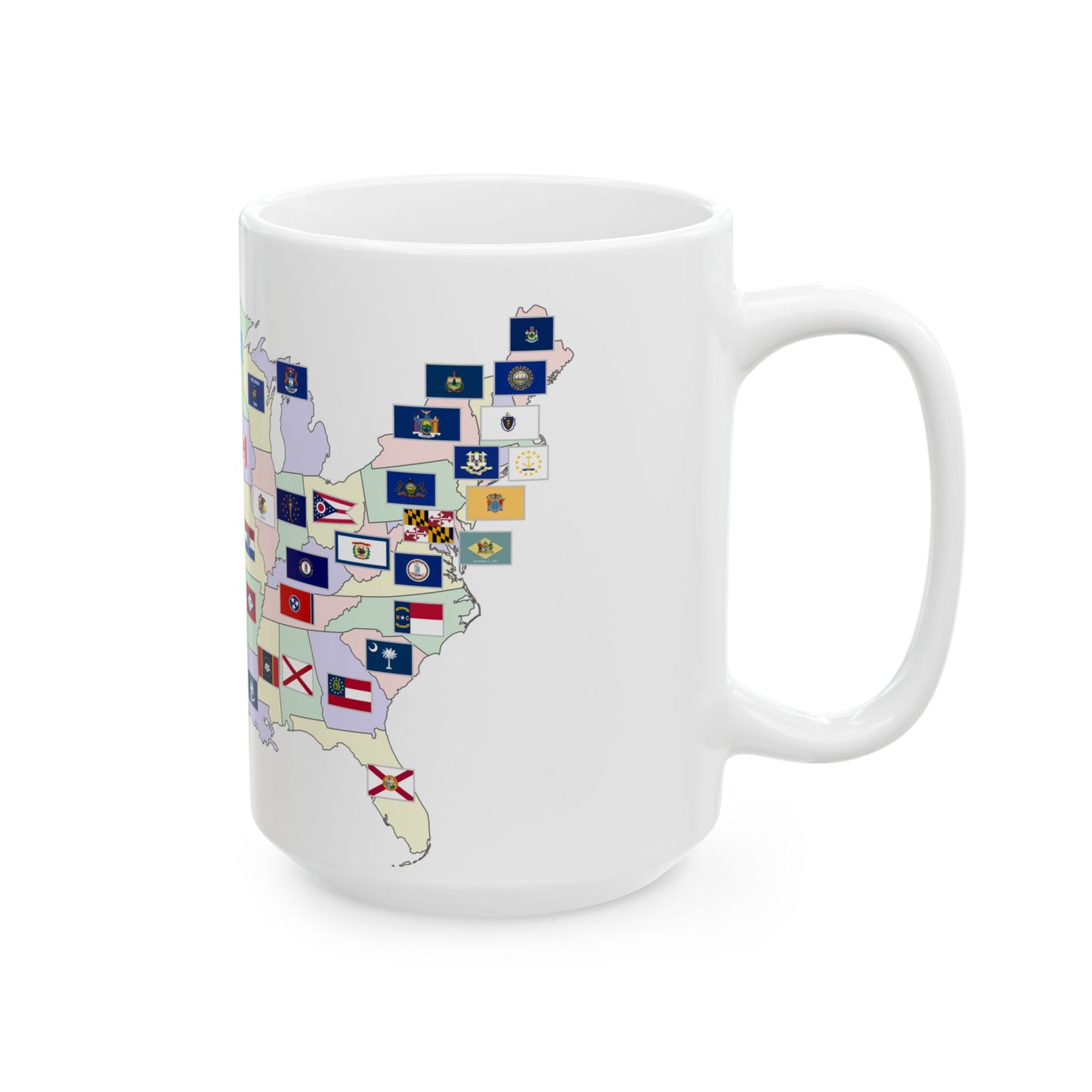 Map of the United States with flags (United States) White Coffee Mug
