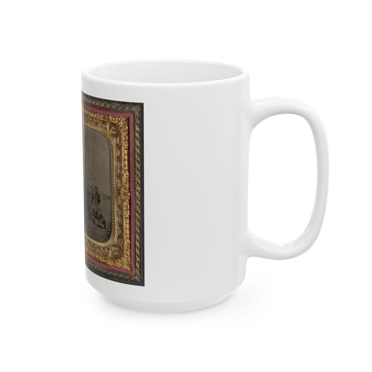 Group Of 26 Unidentified Soldiers In Union Uniforms With Stacked Bayoneted Muskets In Front Of Tree (U.S. Civil War) White Coffee Mug