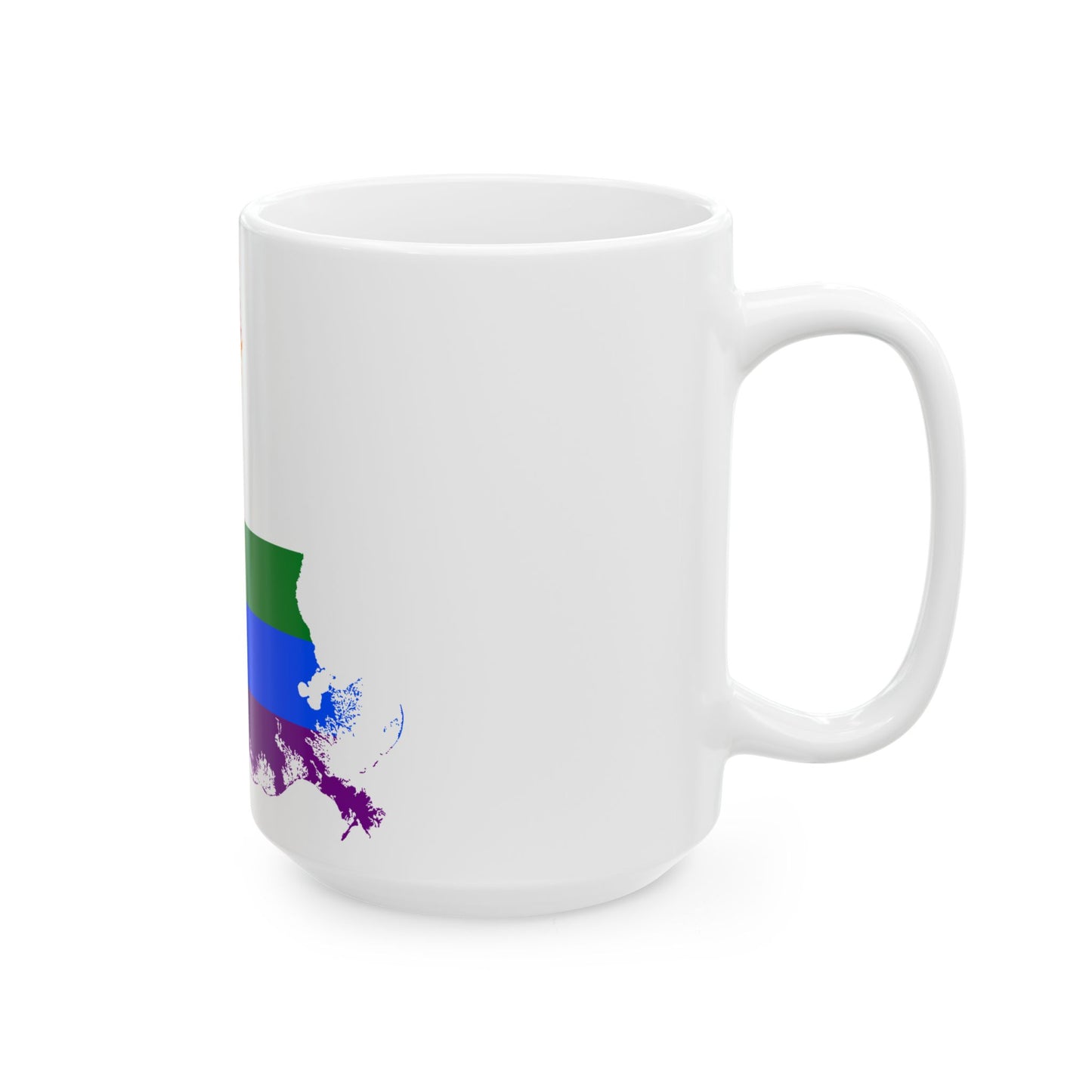 LGBT flag map of Louisiana (United States) White Coffee Mug