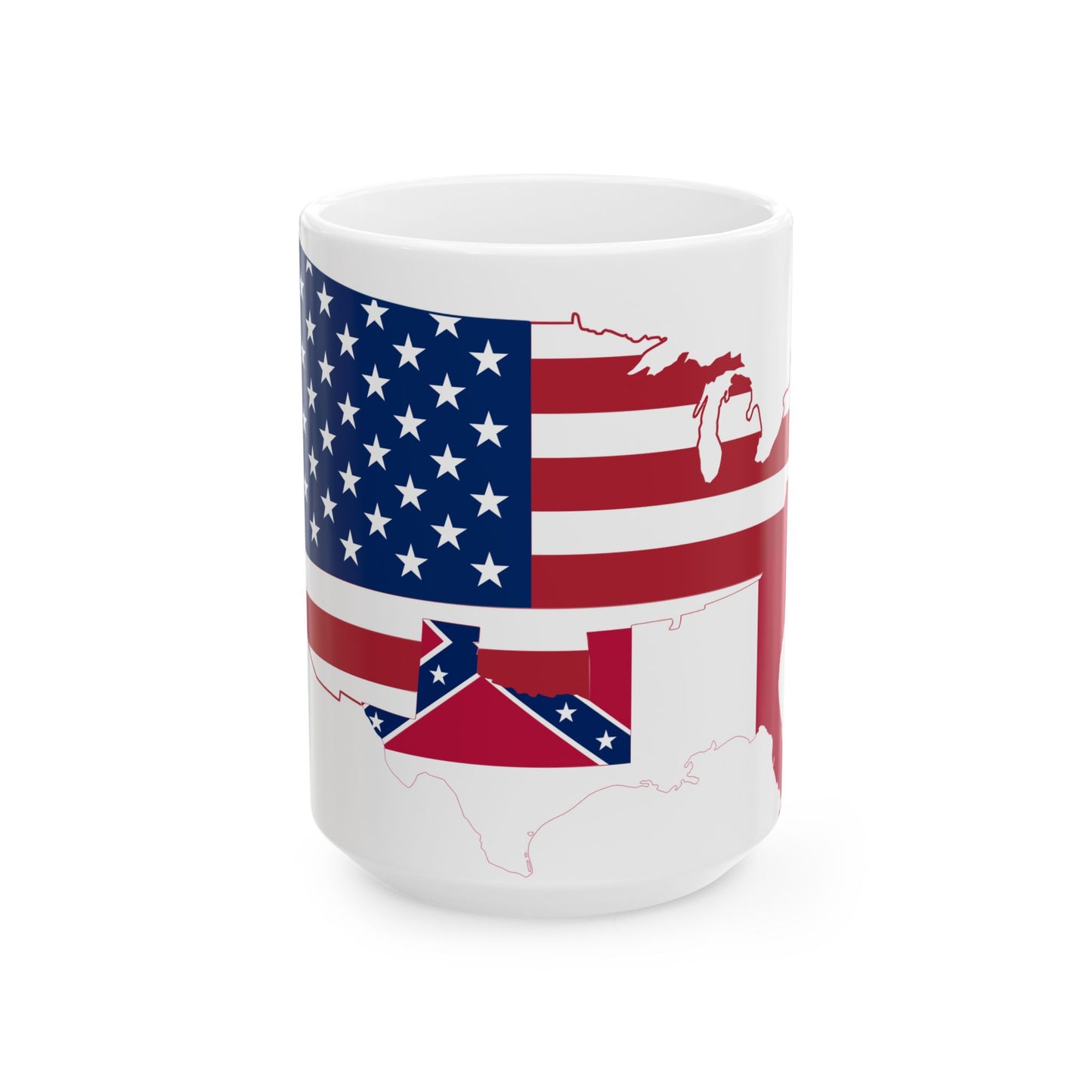 Flag-map of the United and Confederate States (United States) White Coffee Mug