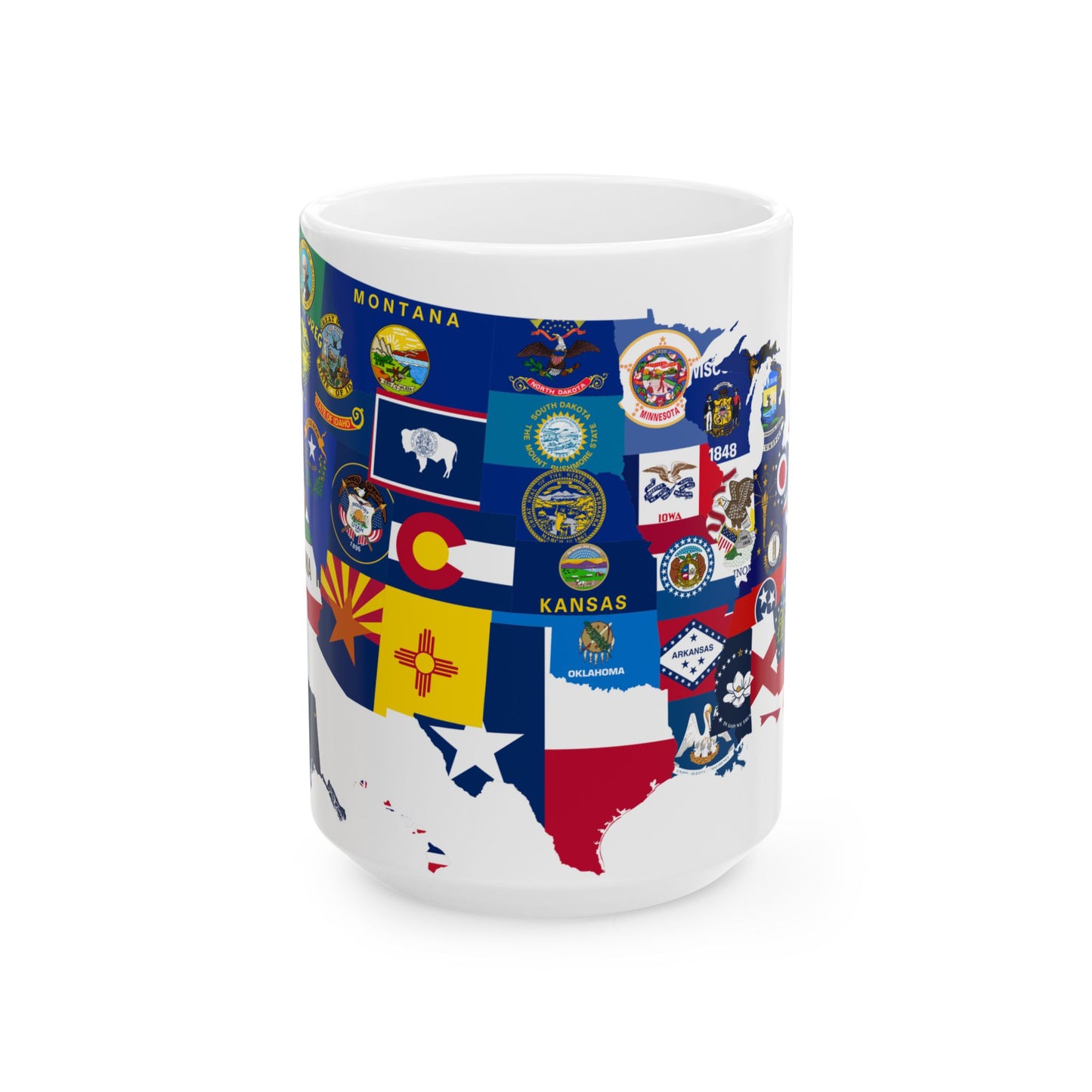 Flag-map of the US states and Washington D.C (United States) White Coffee Mug