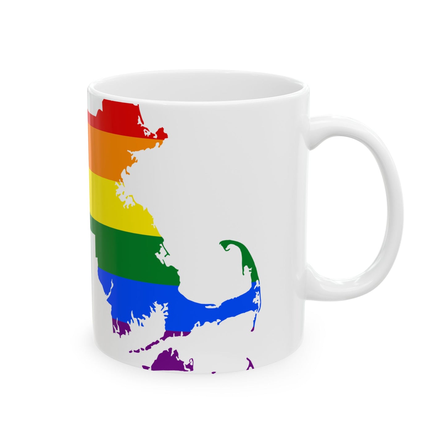 LGBT flag map of Massachusetts (United States) White Coffee Mug