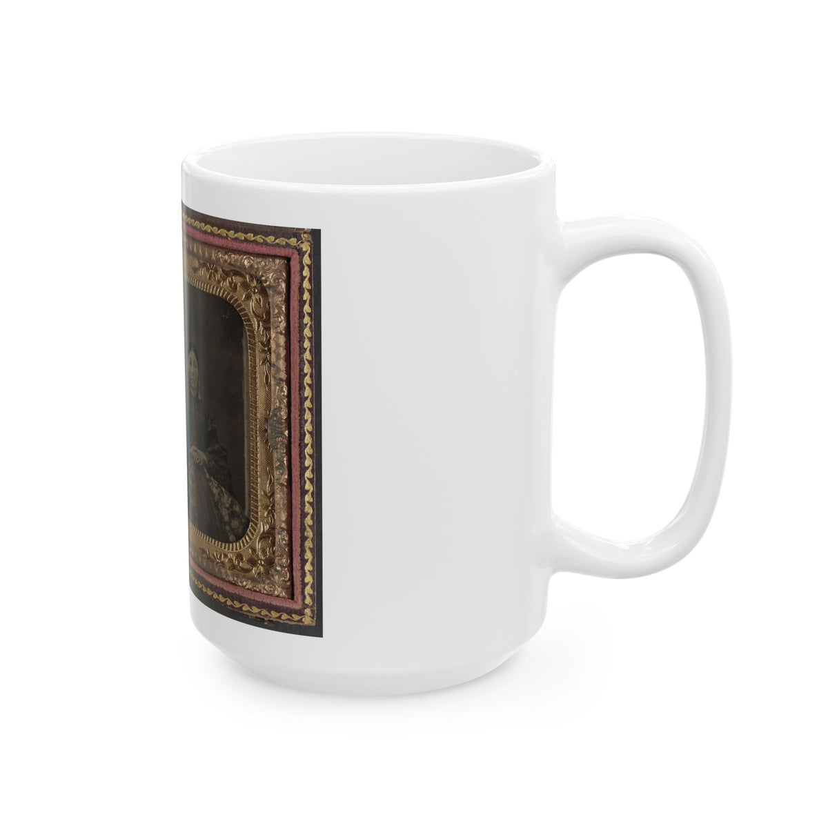Unidentified Soldier In Confederate 1st Lieutenant's Uniform With Wife And Baby (U.S. Civil War) White Coffee Mug