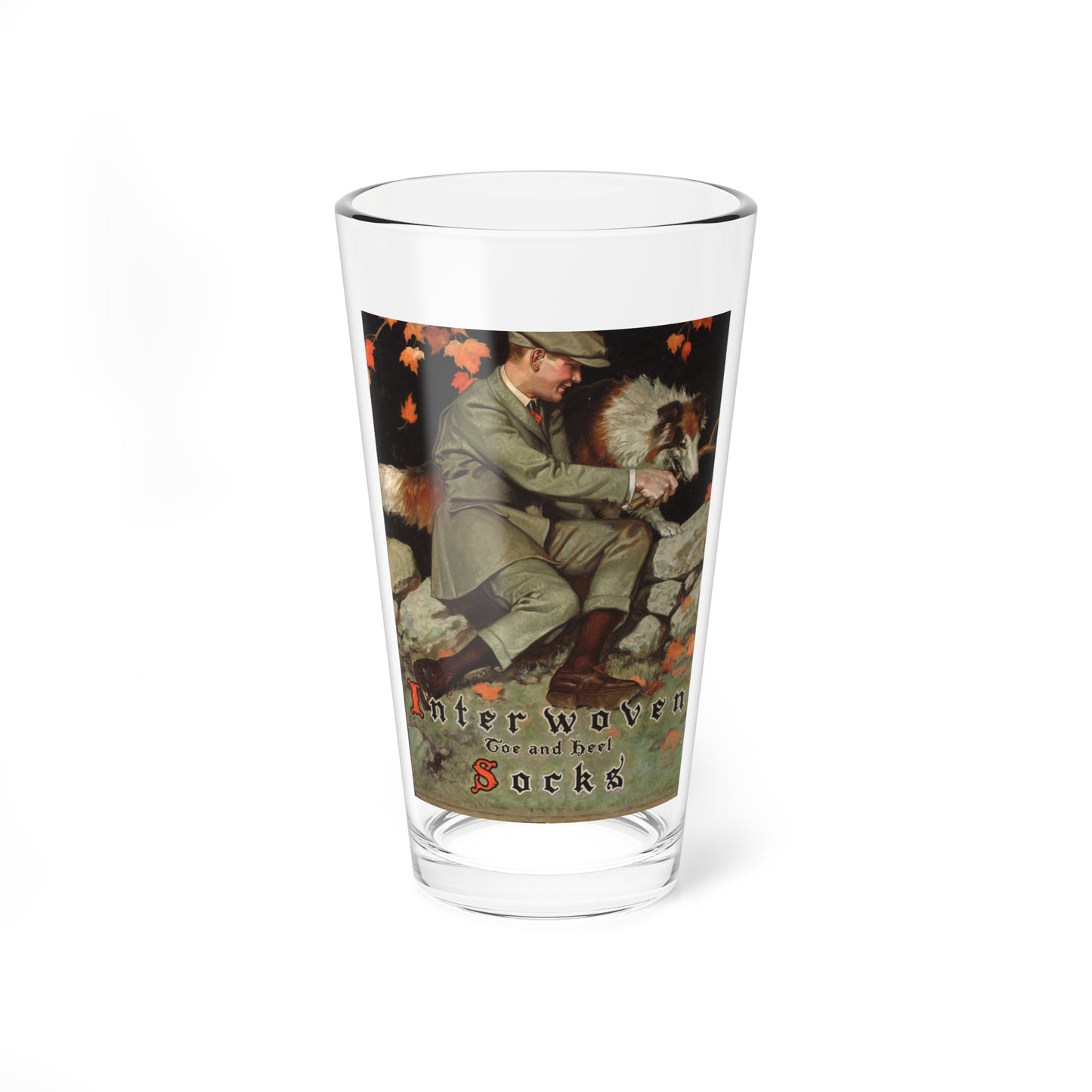 Interwoven Socks ad illustration, c. 1920-1925 - Pint Glass 16oz
