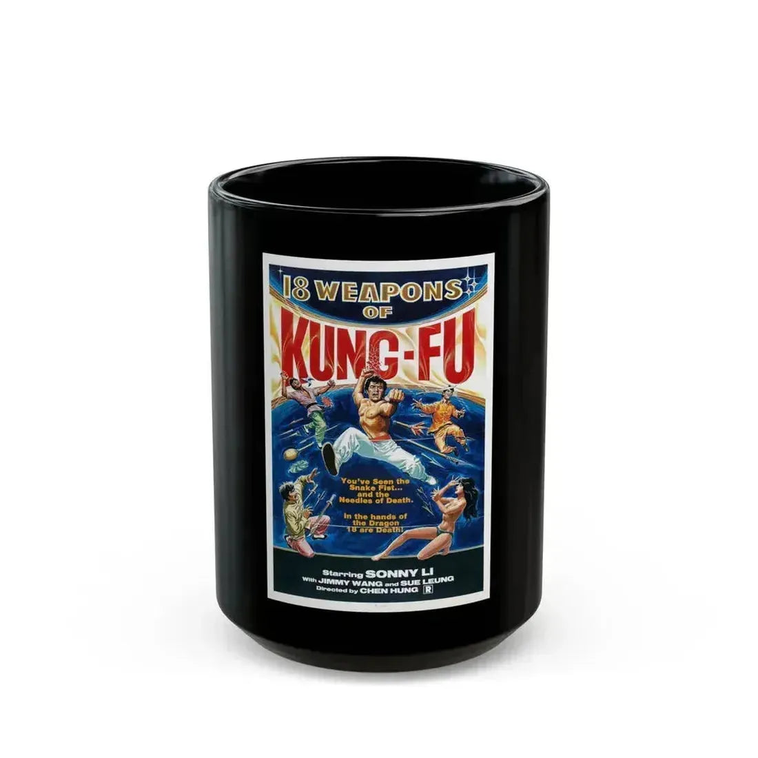 18 WEAPONS OF KUNG-FU 1977 Movie Poster - Black Coffee Mug 15oz - Go Mug Yourself