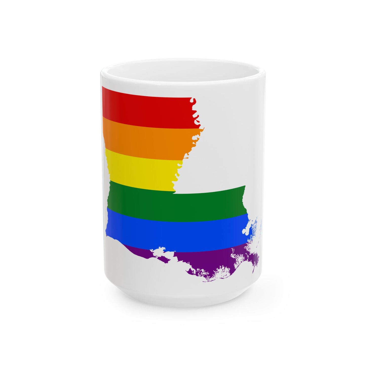 LGBT flag map of Louisiana (United States) White Coffee Mug