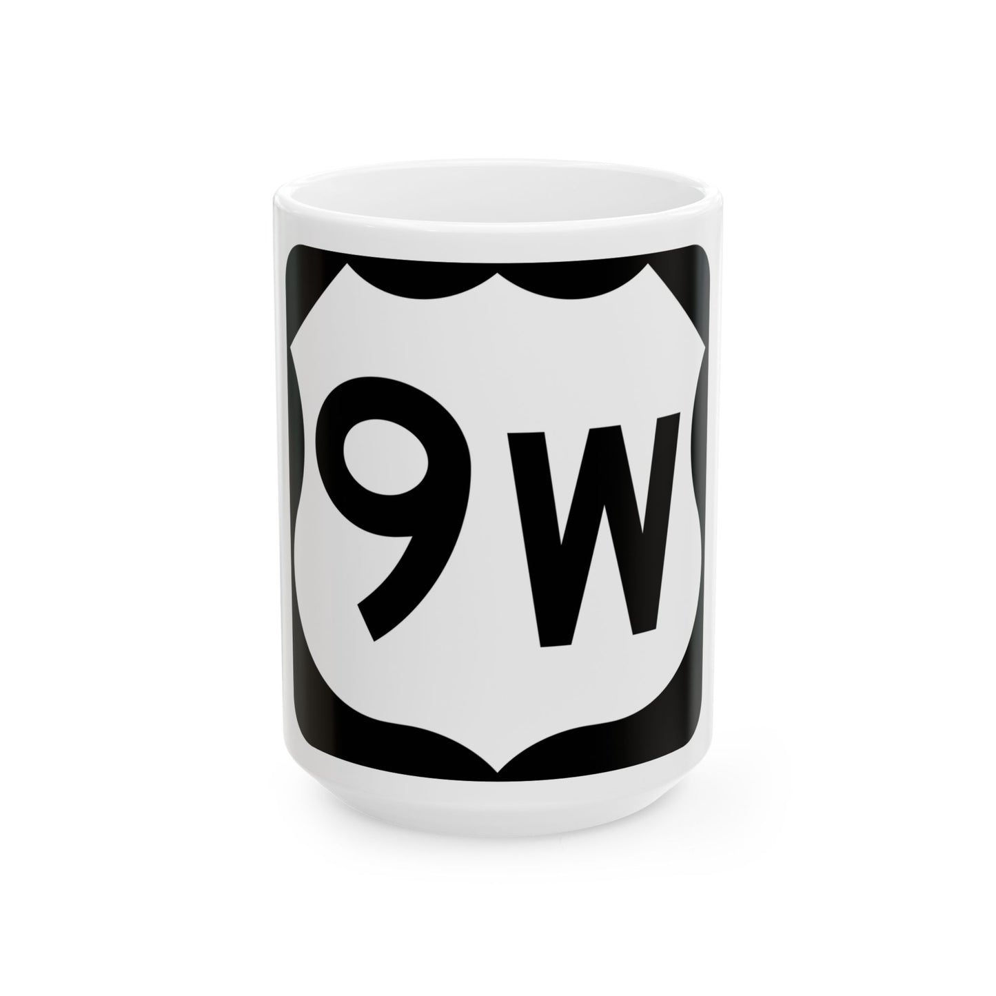 US 9W NY (New York) (Road Sign) White Coffee Mug