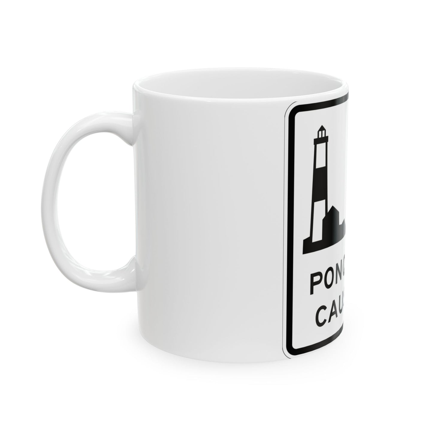 Ponquogue Cswy Shield (New York) (Road Sign) White Coffee Mug