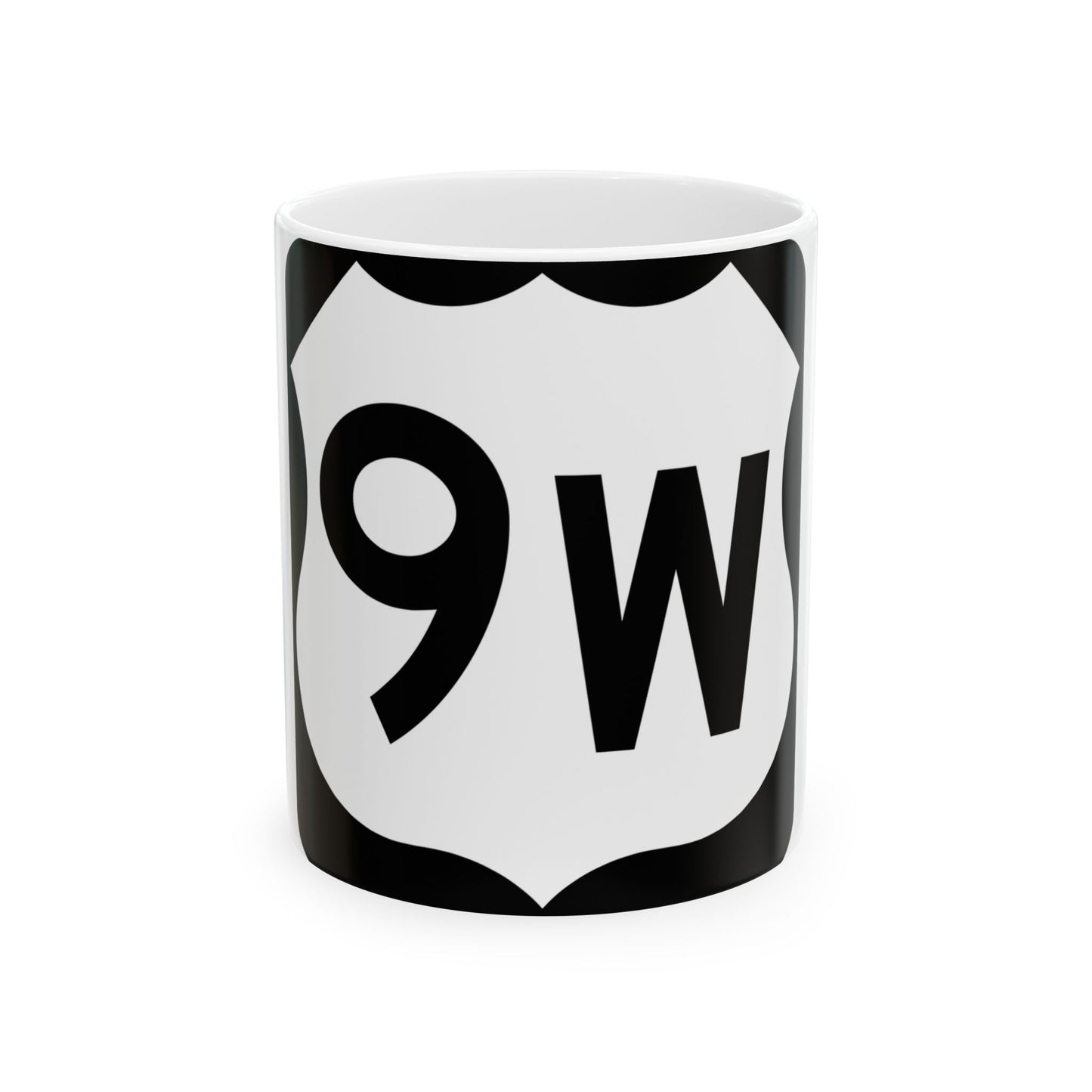 US 9W NY (New York) (Road Sign) White Coffee Mug