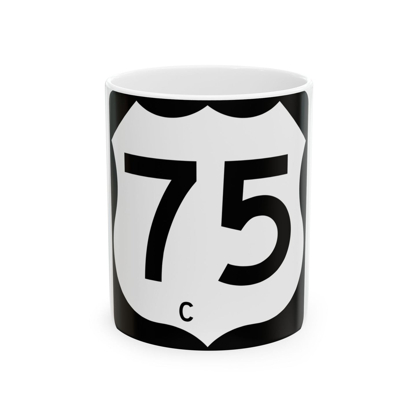 Texas Business US 75-C (Texas) (Road Sign) White Coffee Mug