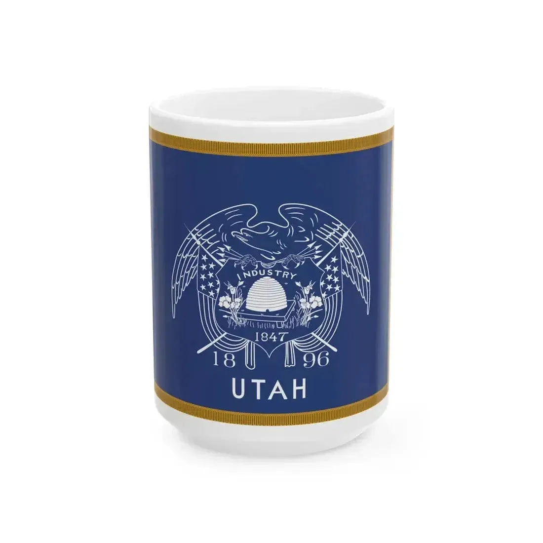 1909-1911 Utah Governors Flag with Utah added (United States) White Coffee Mug 15oz - Go Mug Yourself