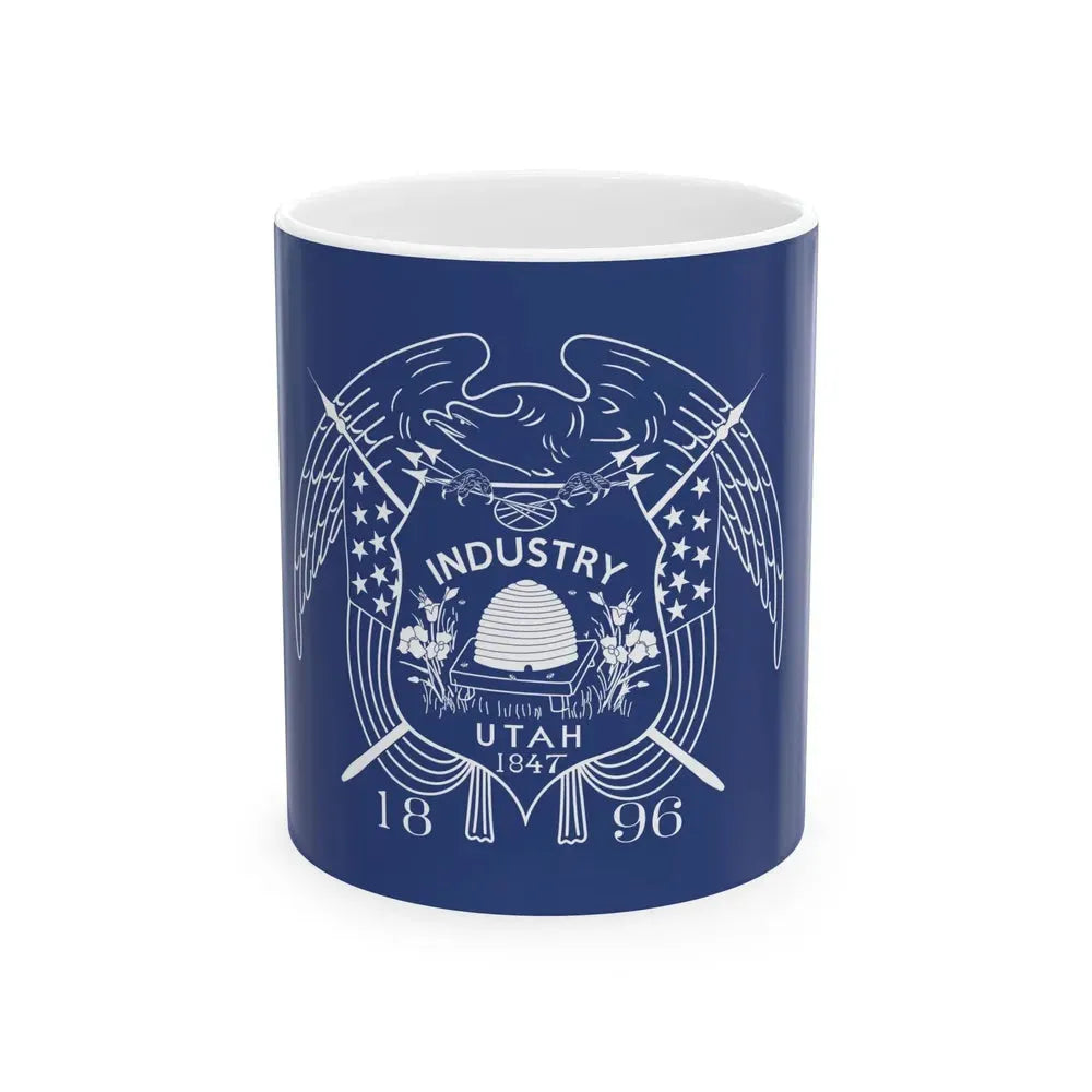 1911-1913 Utahs First Official State flag (United States) White Coffee Mug 11oz - Go Mug Yourself
