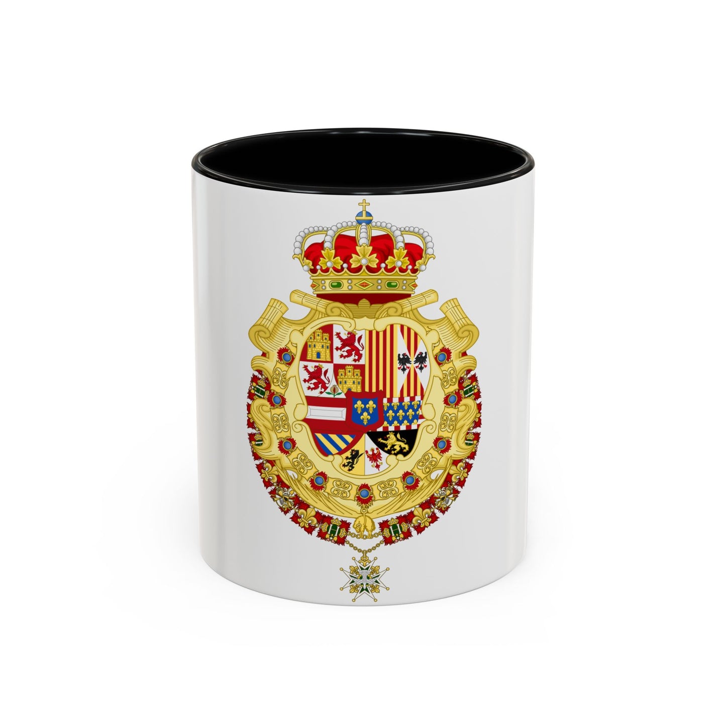 Royal Greater Coat of Arms of Spain (1700-1761) - Accent Coffee Mug