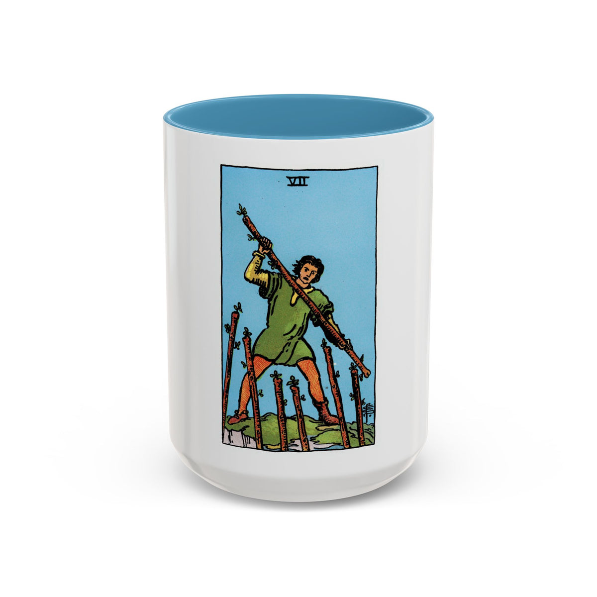 The 7 of Wands (Tarot Card) Accent Coffee Mug
