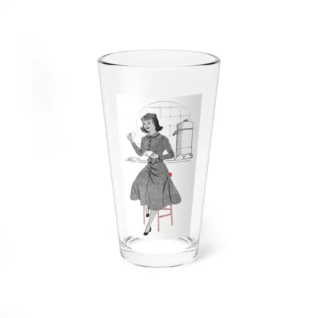 1951 illustration 2 For a dress pattern article in Woman magazine (Magazine Illustration) Pint Glass 16oz 16oz - Go Mug Yourself