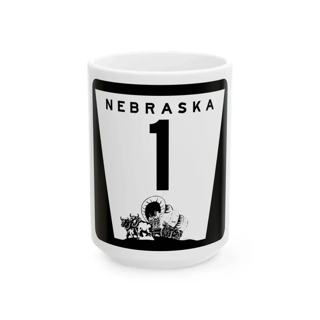 1975 Nebraska Route 1 state highway marker (Nebraska) (Road Sign) White Coffee Mug 15oz - Go Mug Yourself